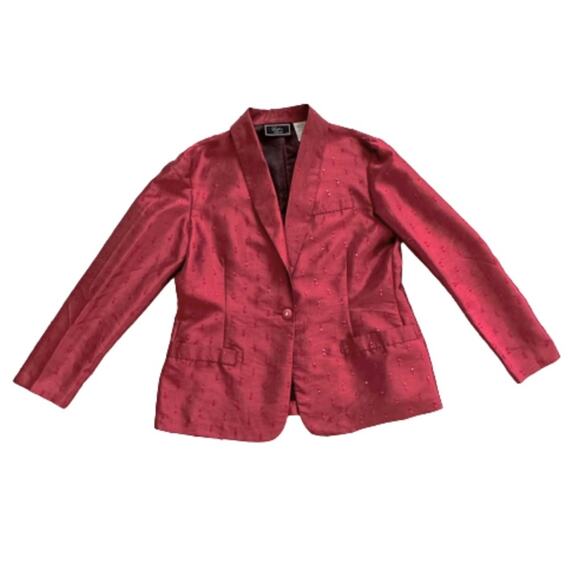Gotham Square Red Button Front Embellished Dressy Blazer Jacket Size 14 - Picture 10 of 12